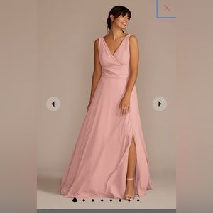 David’s Bridal long chiffon surplice tank bridesmaid dress (ballet)